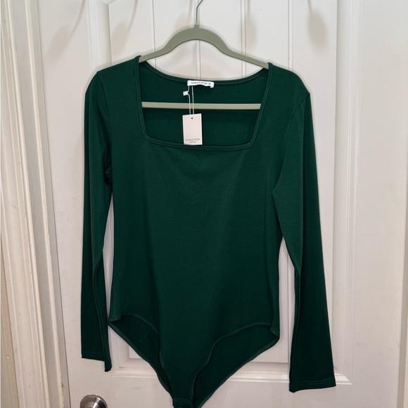 NWT MANGOPOP Women’s Sweetheart Square Neck Bodysuit Long Sleeve - Picture 3 of 6